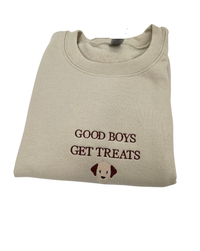 Good Boys Get Treats Embroidered Crewneck Sweatshirt