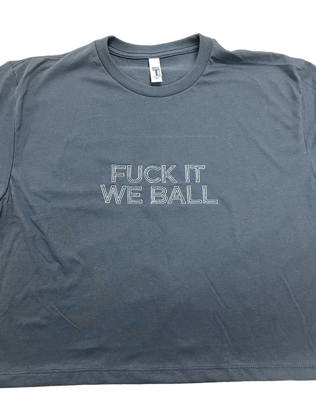 F!ck It We Ball Embroidered Crop Top