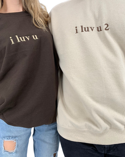 I Luv U 2 Couple’s Crew Neck With Sleeve Initials