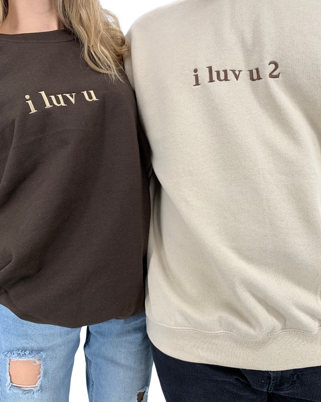 I Luv U 2 Couple’s Crew Neck With Sleeve Initials