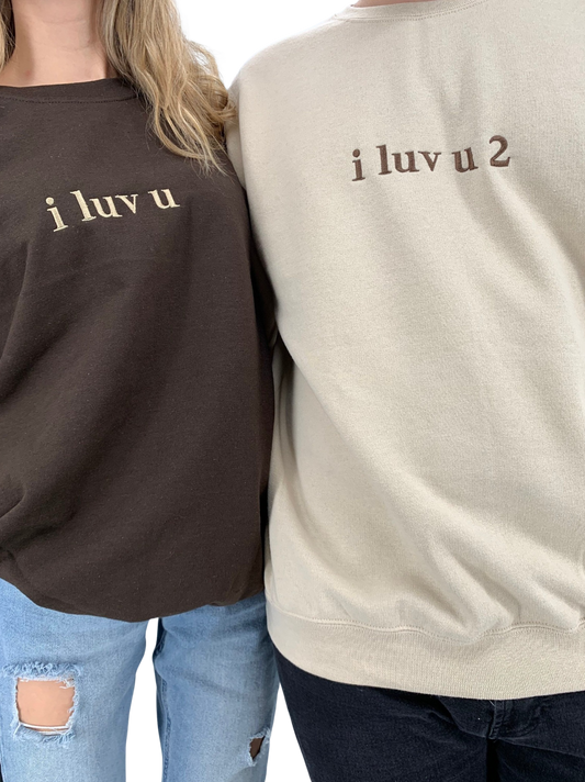 I Luv U 2 Couple’s Crew Neck With Sleeve Initials