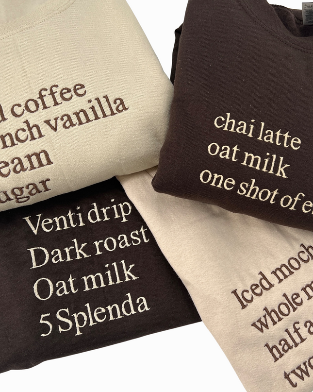Coffee Order Embroidered Unisex Shirt