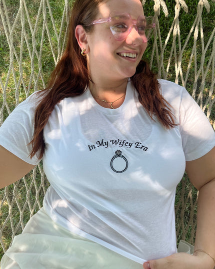 In My Wifey Era Embroidered Crop Top