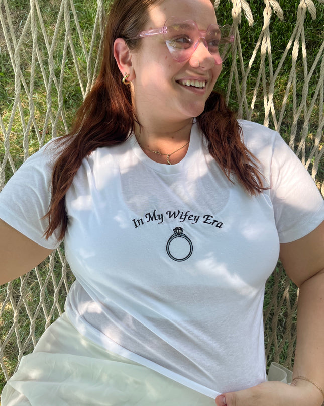 In My Wifey Era Embroidered Crop Top