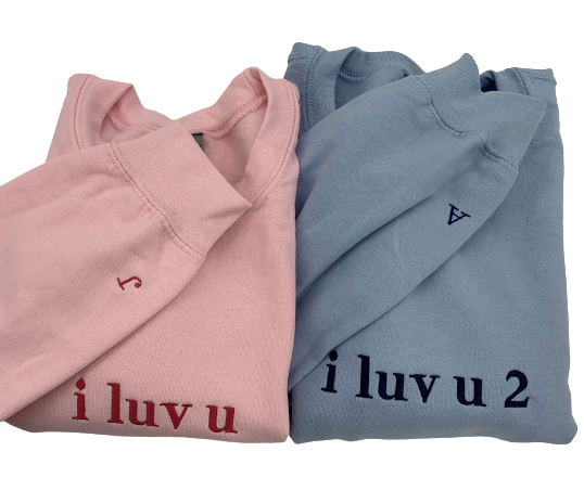 I Luv U 2 Couple’s Crew Neck With Sleeve Initials
