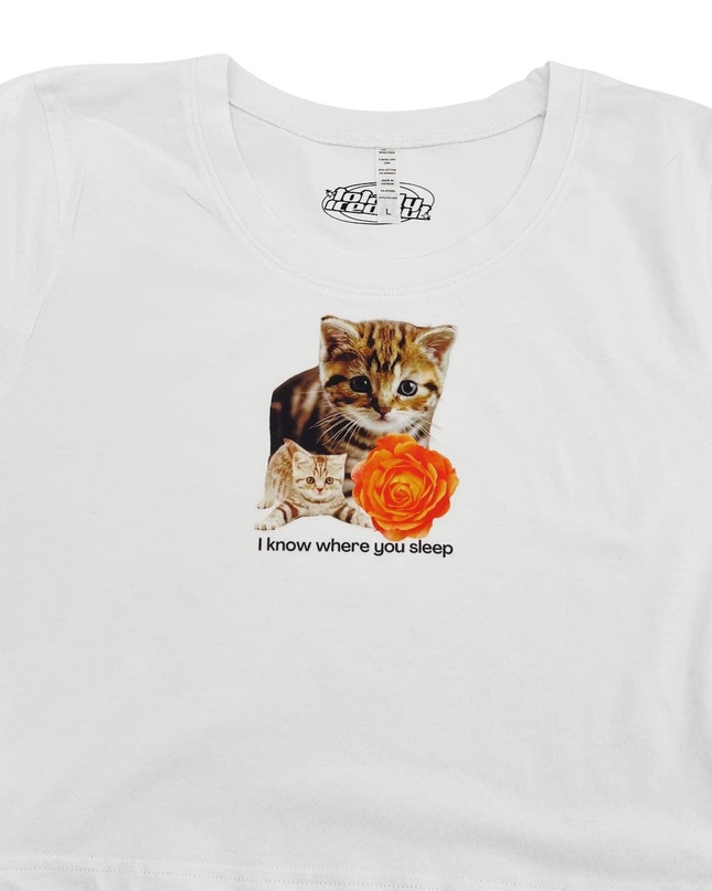 I Know Where You Sleep Cat Crop Top