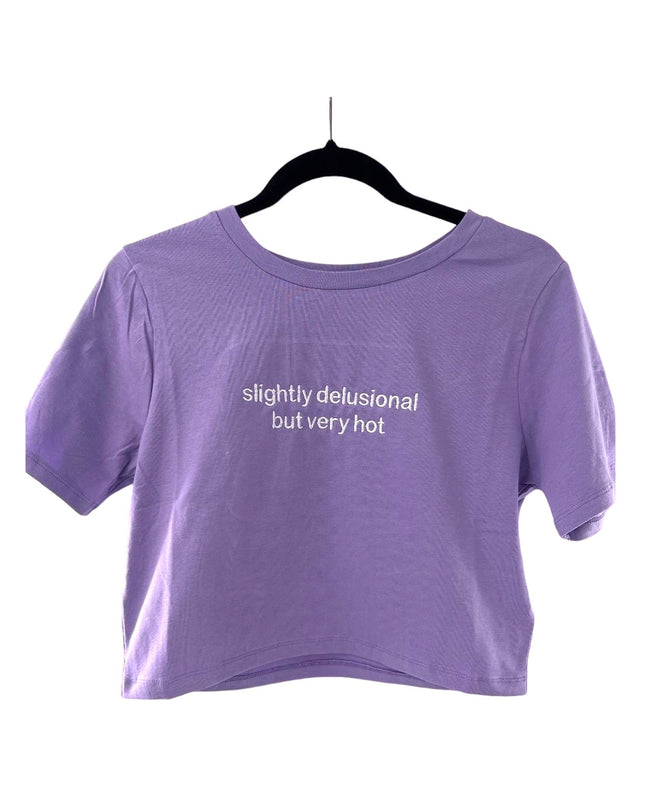 Slightly Delusional But Very Hot Embroidered Crop Top