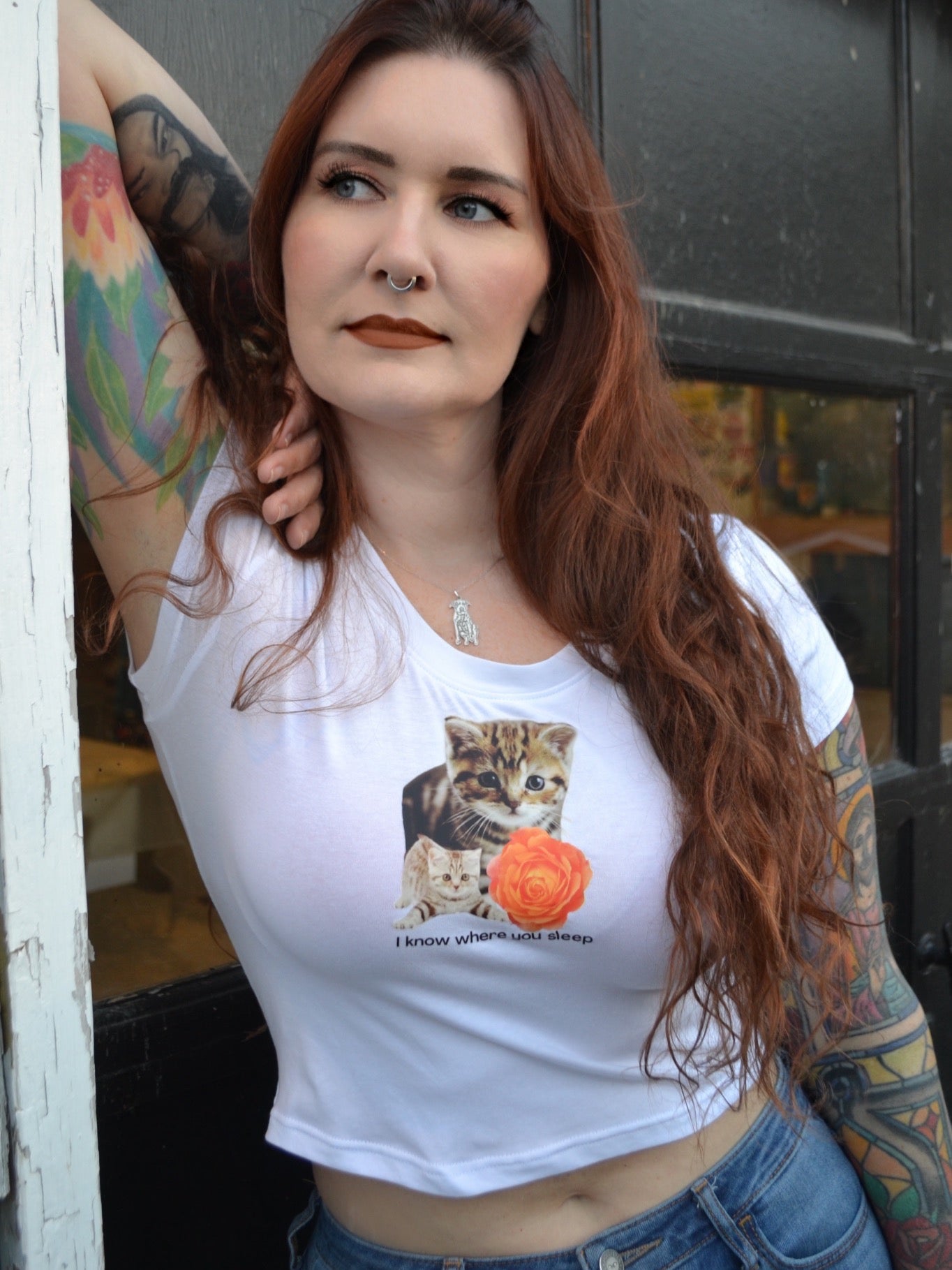 I Know Where You Sleep Cat Crop Top