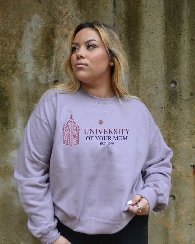 University of Your Mom Schoolhouse Embroidered Crewneck