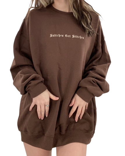 Snitches Get Stitches Embroidered Crewneck or Hoodie