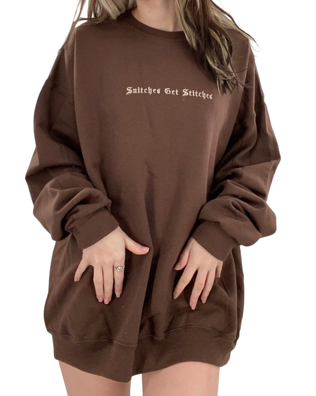Snitches Get Stitches Embroidered Crewneck or Hoodie