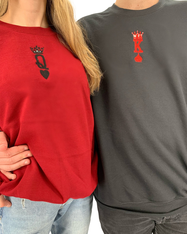 King and Queen Couple’s Crew Neck With Sleeve Initials