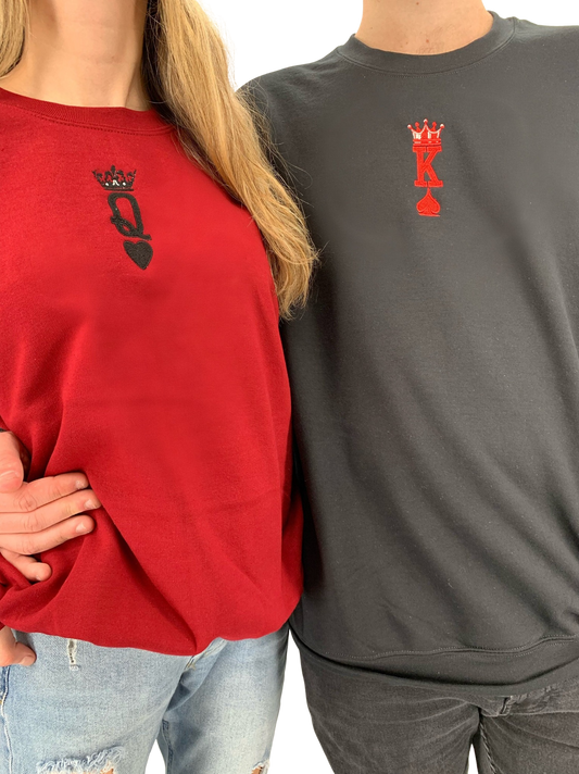 King and Queen Couple’s Crew Neck With Sleeve Initials