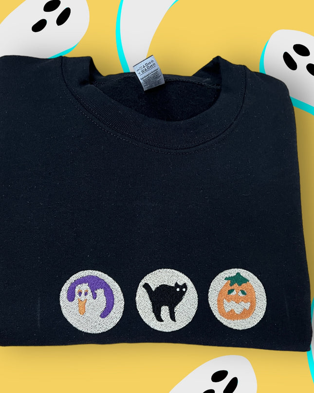 Halloween Cookies Boo Embroidered Sweatshirt, Spooky Season Sweatshirt, Ghost Pumpkin Shirt