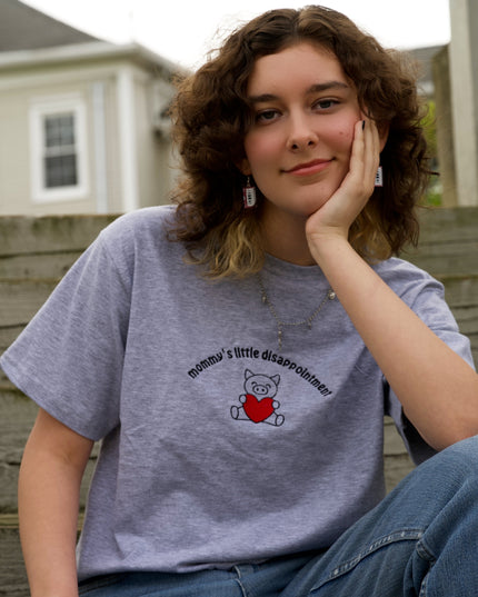 Mommy's Little Disappointment Embroidered Cropped Tee