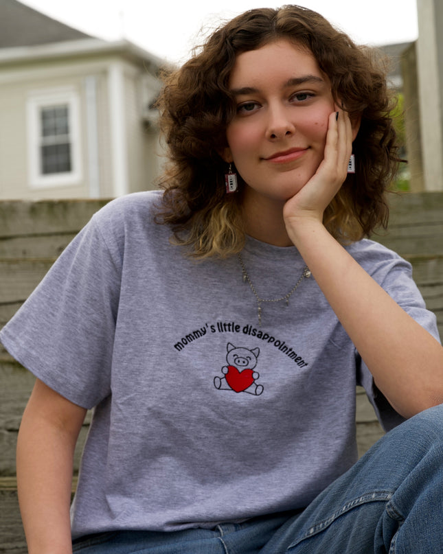 Mommy's Little Disappointment Embroidered Cropped Tee
