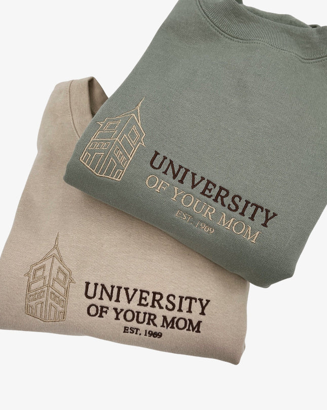 University of Your Mom Schoolhouse Embroidered Crewneck