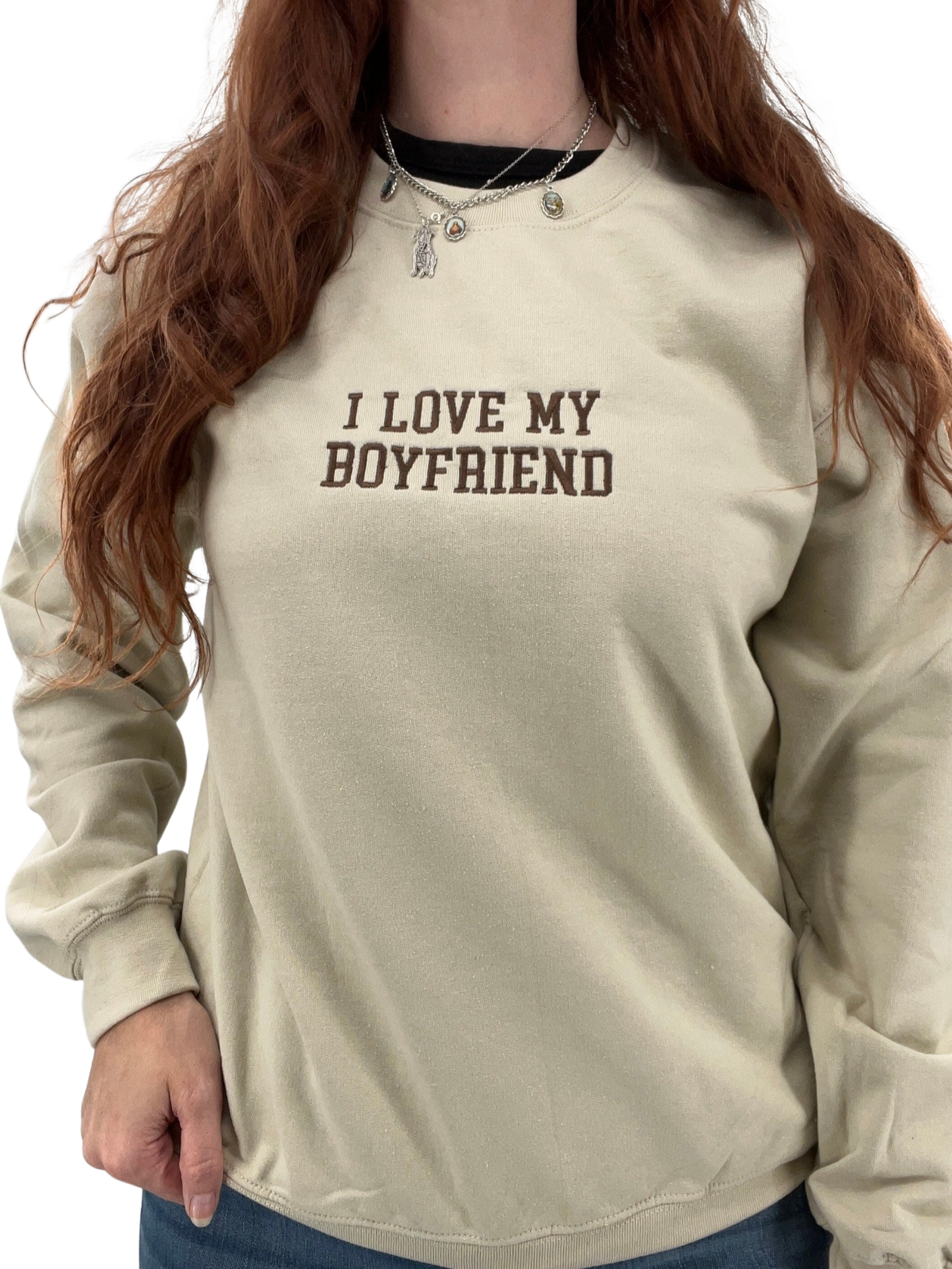 I Love My Boyfriend Embroidered Sweatshirt