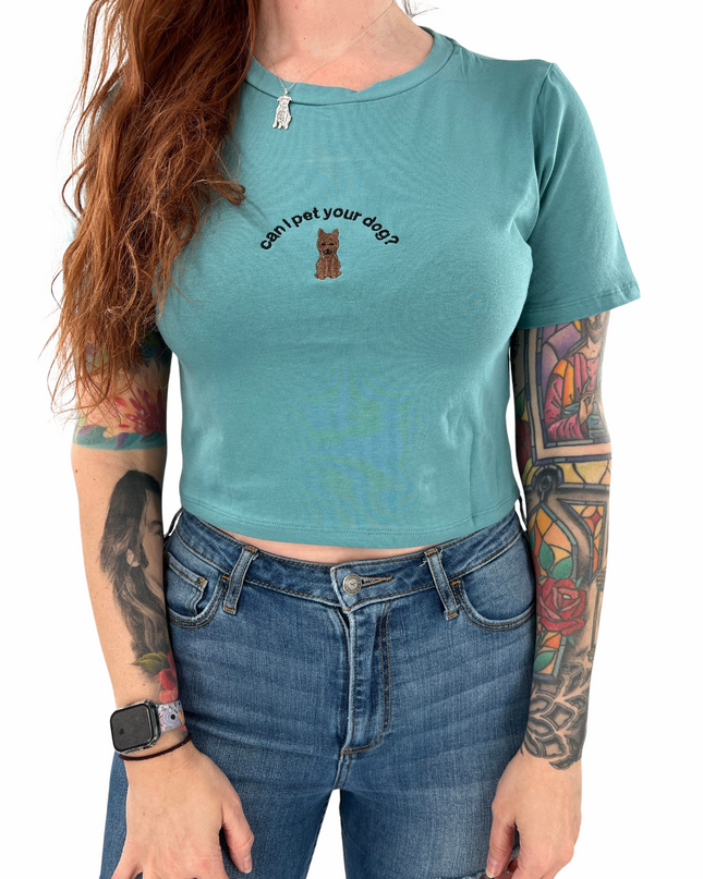 Can I Pet Your Dog? Embroidered Crop Top