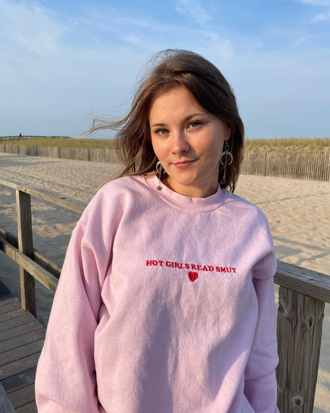 Hot Girls Read Smut Embroidered Crewneck