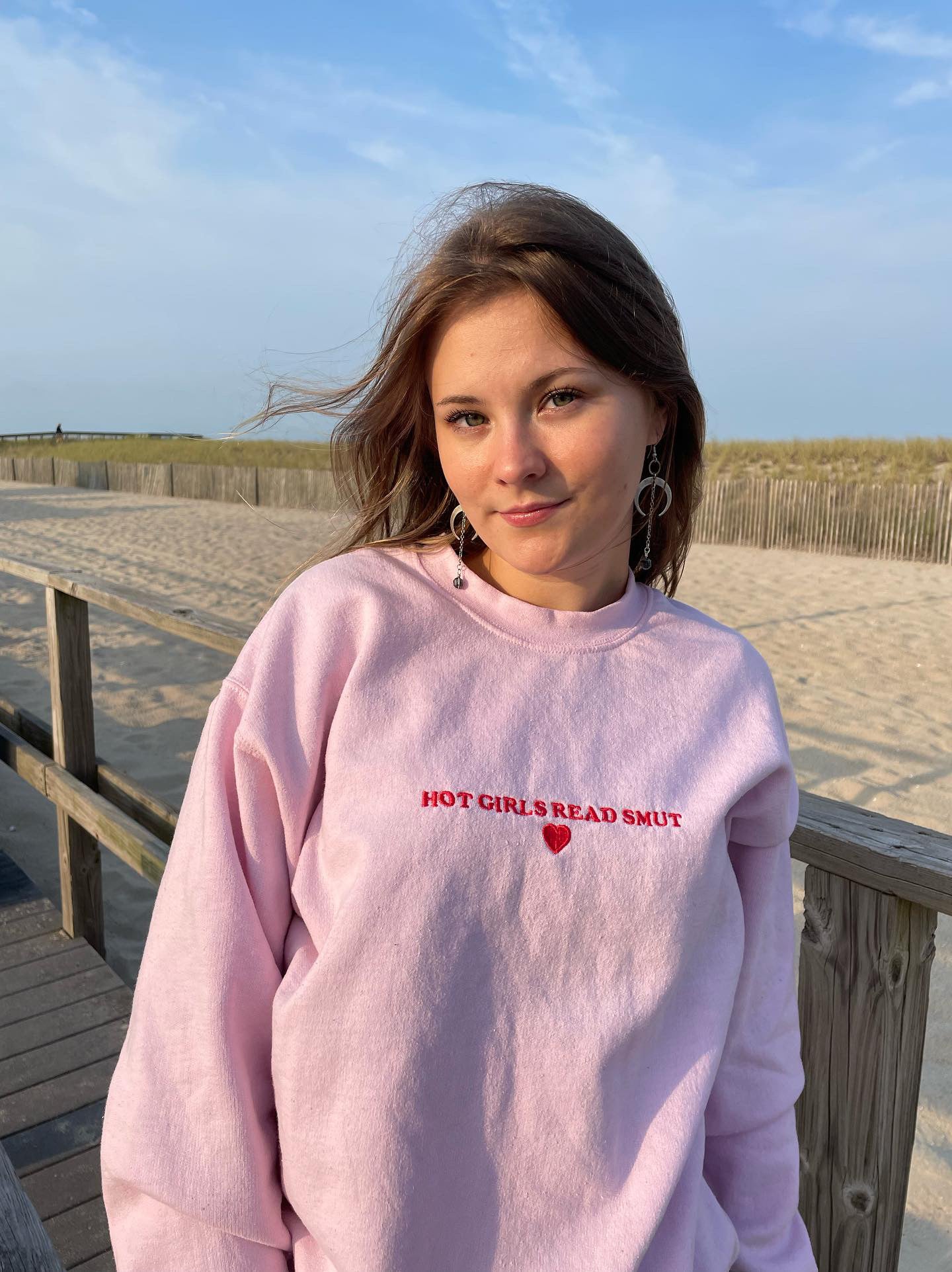 Hot Girls Read Smut Embroidered Crewneck
