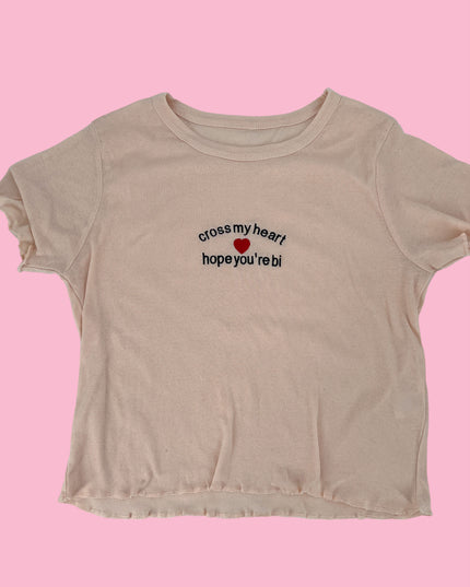Cross My Heart Hope You're Bi Baby Rib Tee