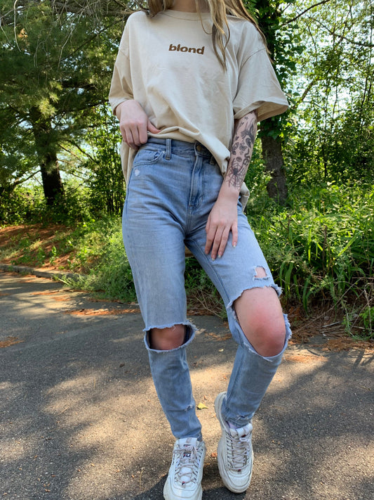Blond Embroidered Tee