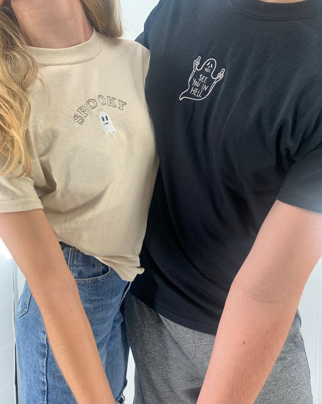 “Spooky” Ghost Embroidered Tee