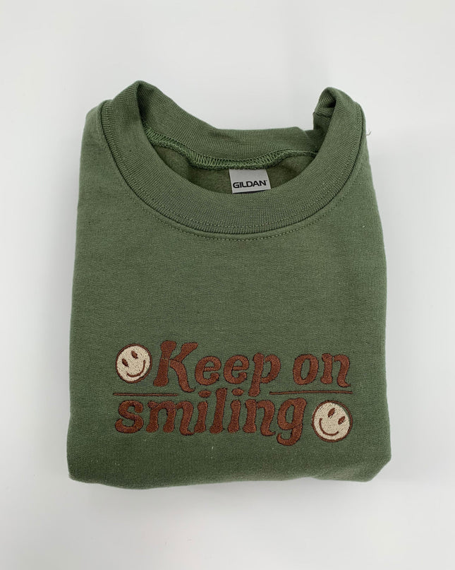 Keep On Smiling Embroidered Crewneck Sweatshirt