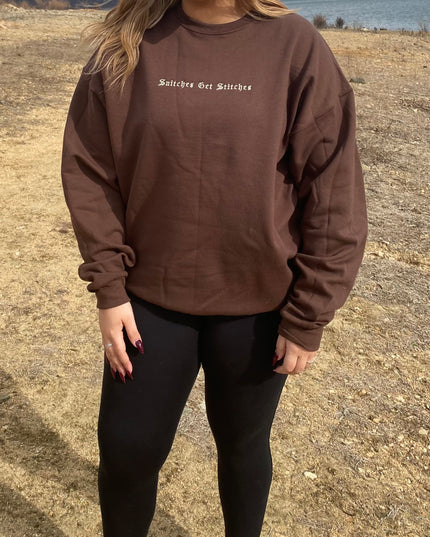Snitches Get Stitches Embroidered Crewneck or Hoodie