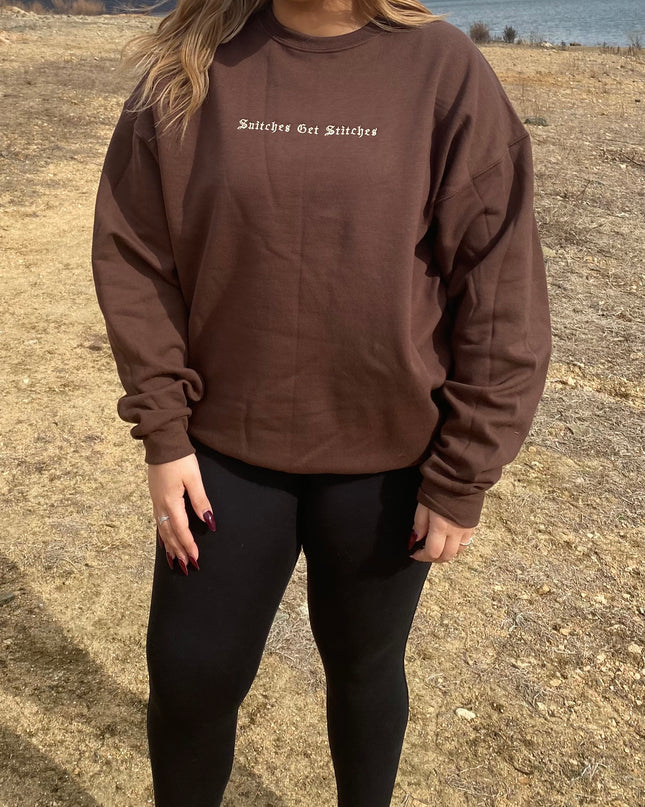 Snitches Get Stitches Embroidered Crewneck or Hoodie