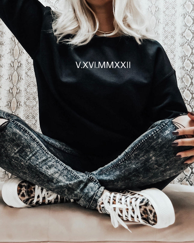 Custom Embroidered Roman Numeral Sweatshirt
