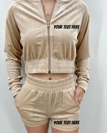 Custom Embroidered Velour Short Set