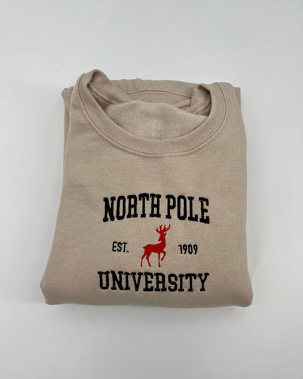 North Pole University Embroidered Crewneck