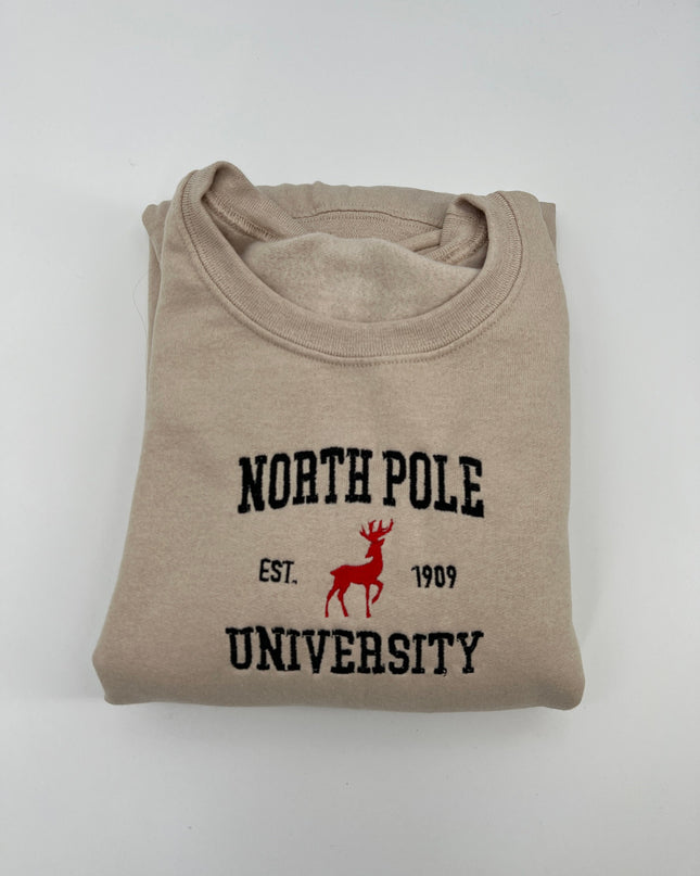 North Pole University Embroidered Crewneck