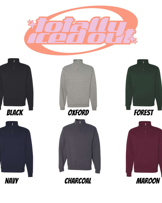 Custom Monogram Christmas Embroidered Quarter Zip Sweatshirt