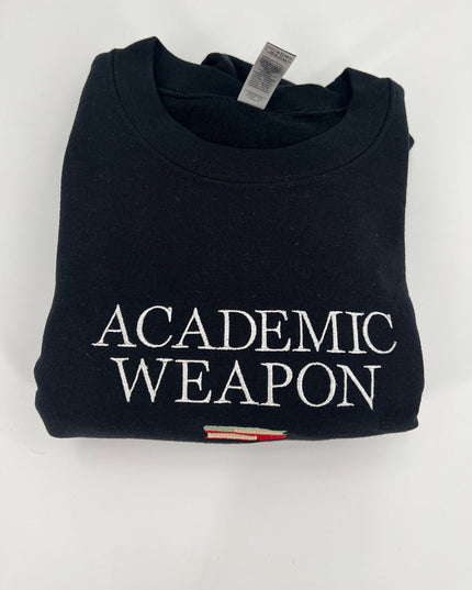 Academic Weapon Embroidered Unisex T-Shirt or Crewneck Sweatshirt