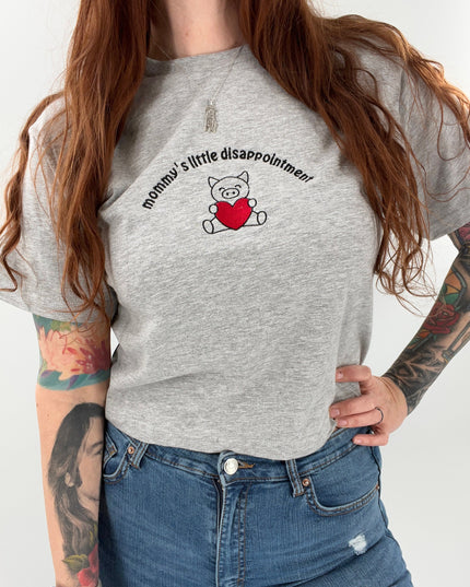 Mommy's Little Disappointment Embroidered Cropped Tee