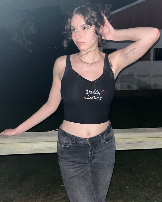 Daddy Issues Eyelet Lace Trimmed Tank