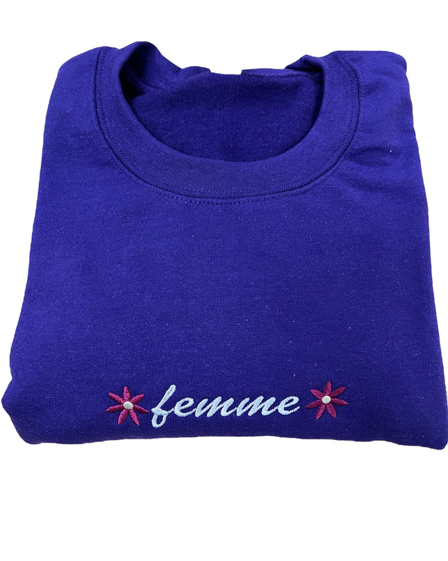 Femme Floral Embroidered Crewneck Sweatshirt