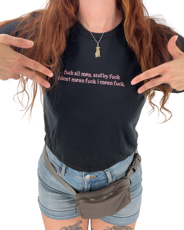 Man Hater Embroidered Cropped Tee