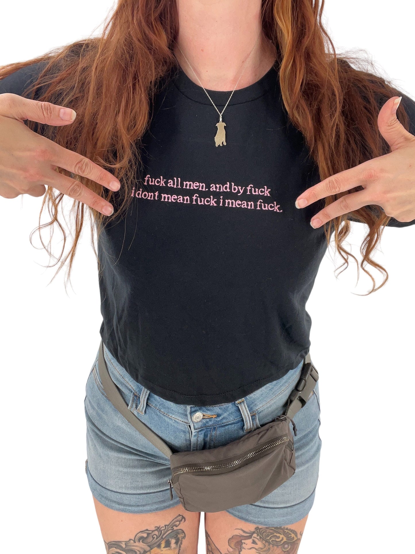 Man Hater Embroidered Cropped Tee