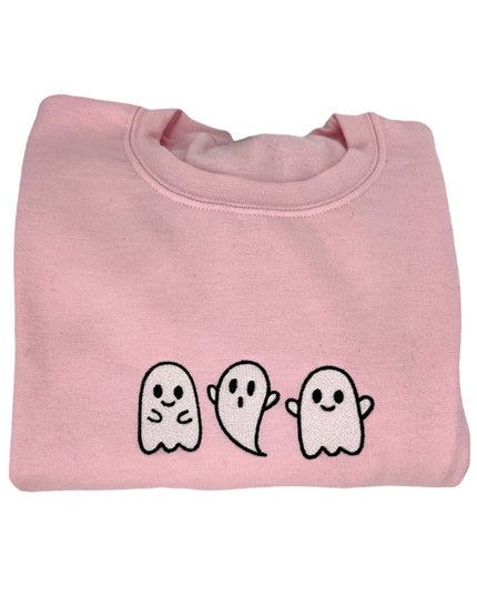 Cute Ghost Unisex Halloween Embroidered T-Shirt or Crewneck Sweatshirt