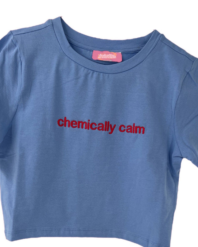 Chemically Calm Embroidered Crop Top
