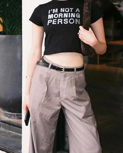 I'm Not a Morning Person Rhinestone Crop Top