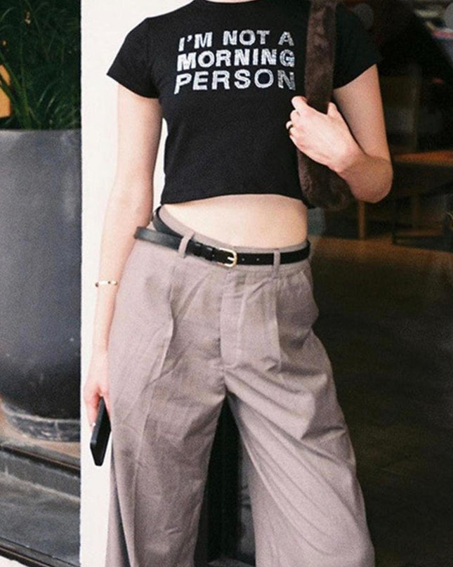 I'm Not a Morning Person Rhinestone Crop Top