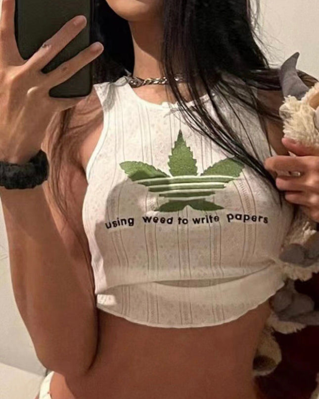 Using Weed To Write Papers Eyelet Tank Top