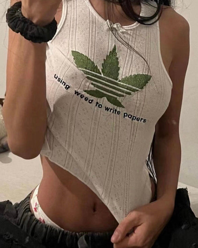 Using Weed To Write Papers Eyelet Tank Top