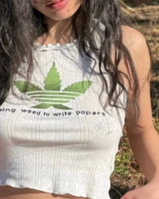 Using Weed To Write Papers Eyelet Tank Top