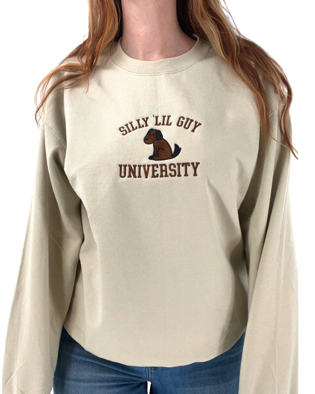 Silly Lil Guy University Unisex Embroidered T-Shirt or Crewneck  Sweatshirt